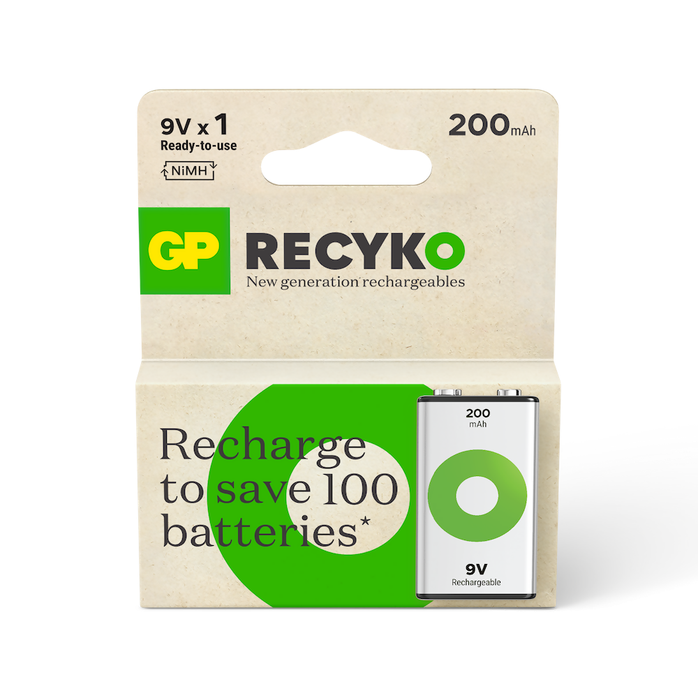 GP綠再 9V充電池 200mAh (1粒裝)