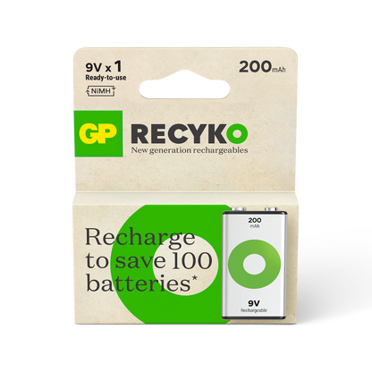GP綠再 9V充電池 200mAh (1粒裝)
