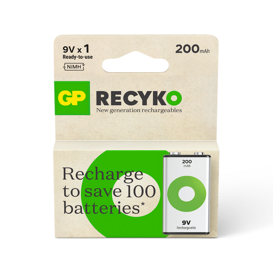 GP綠再 9V充電池 200mAh (1粒裝)